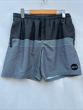 O'Neill Black, white & Gray Striped Swim Trunks